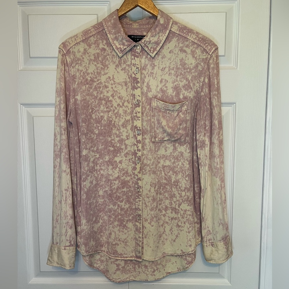 UO Bycorpus Pink Acid Wash Button Down Shirt Western Vintage Women Size S